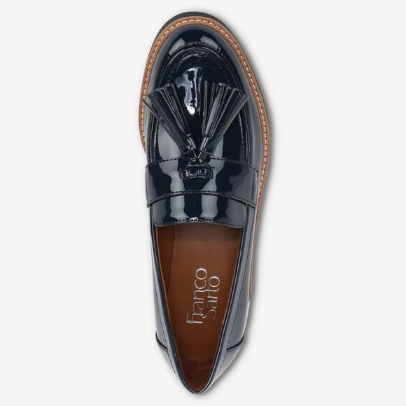 LIKE NEW Franco Sarto Carolynn Navy Patent Leather Tassel Loafer SZ 8.5 - Picture 9 of 11